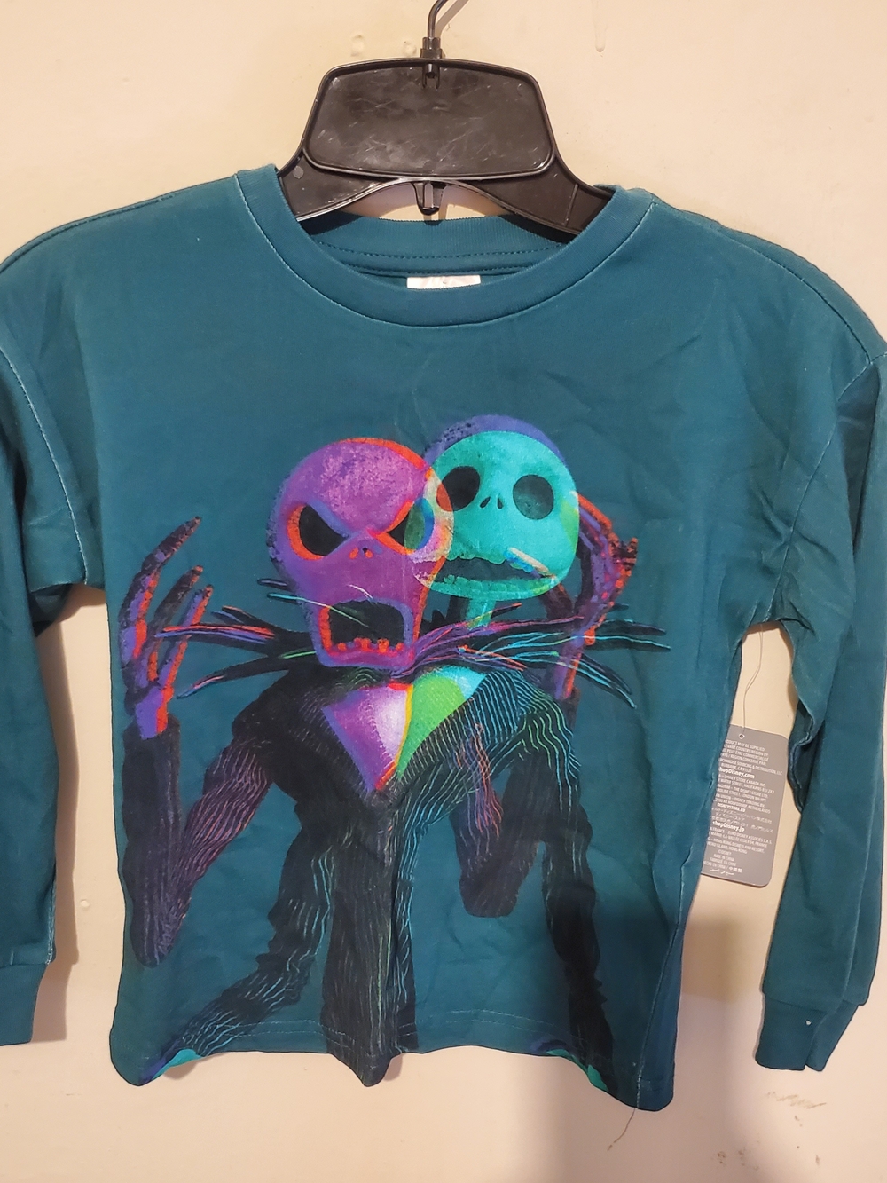 Disney Teal Long-Sleeve Graphic Tee - Neon Skull Duo